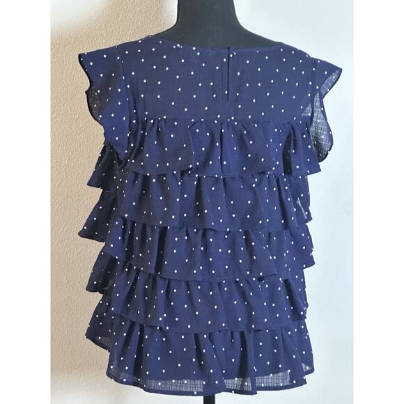 Women's Sleeveless Polka Dot Ruffle Top Summer Polka Dot Top Size Small - Picture 16 of 16